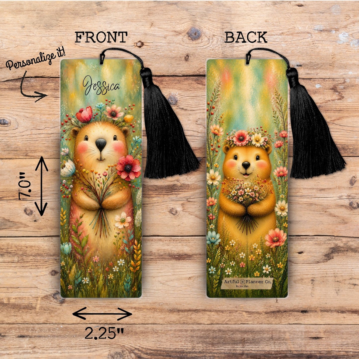 Whimsy Homestead Groundhog Personalized Bookmark