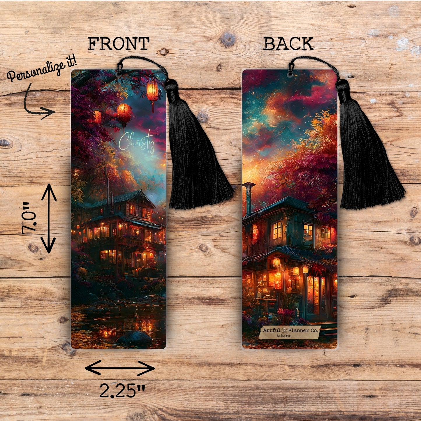 Midnight Fall Teahouse Personalized Bookmark