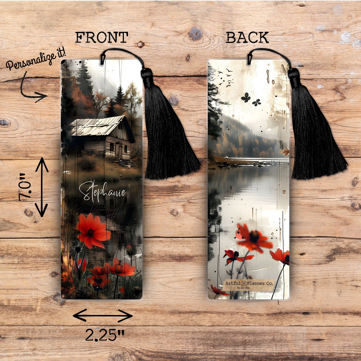 Misty Fall Lake Personalized Bookmark