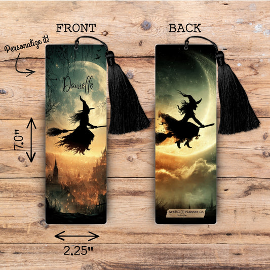 Moonlit Hallow Witch Personalized Bookmark