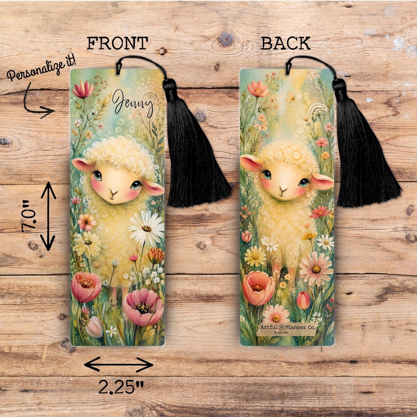 Whimsy Homestead Sheep Personalized Bookmark
