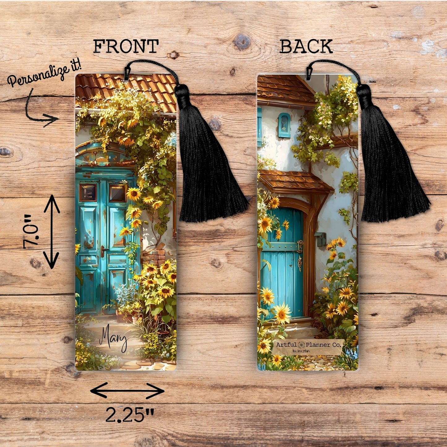 Sunflower Cottage Personalized Bookmark