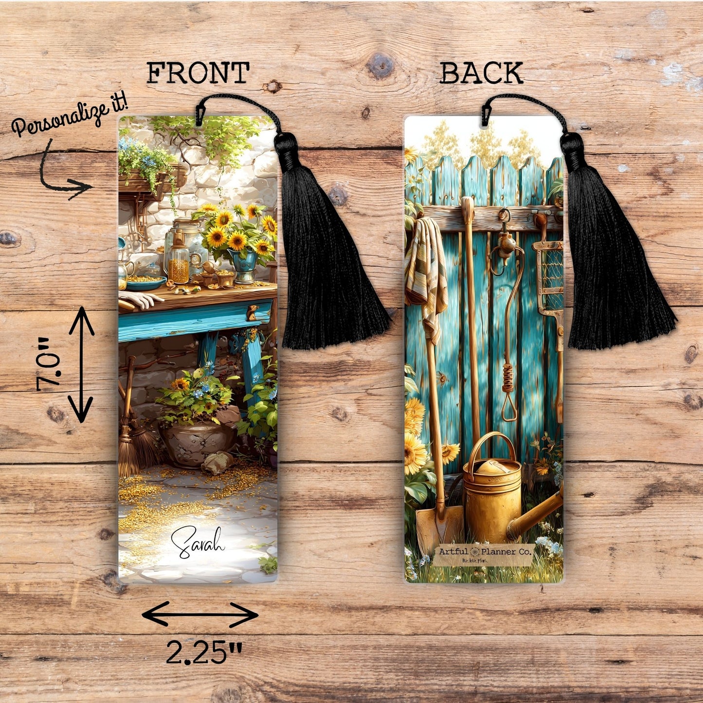 Sunflower Garden Shed Personalized Bookmark