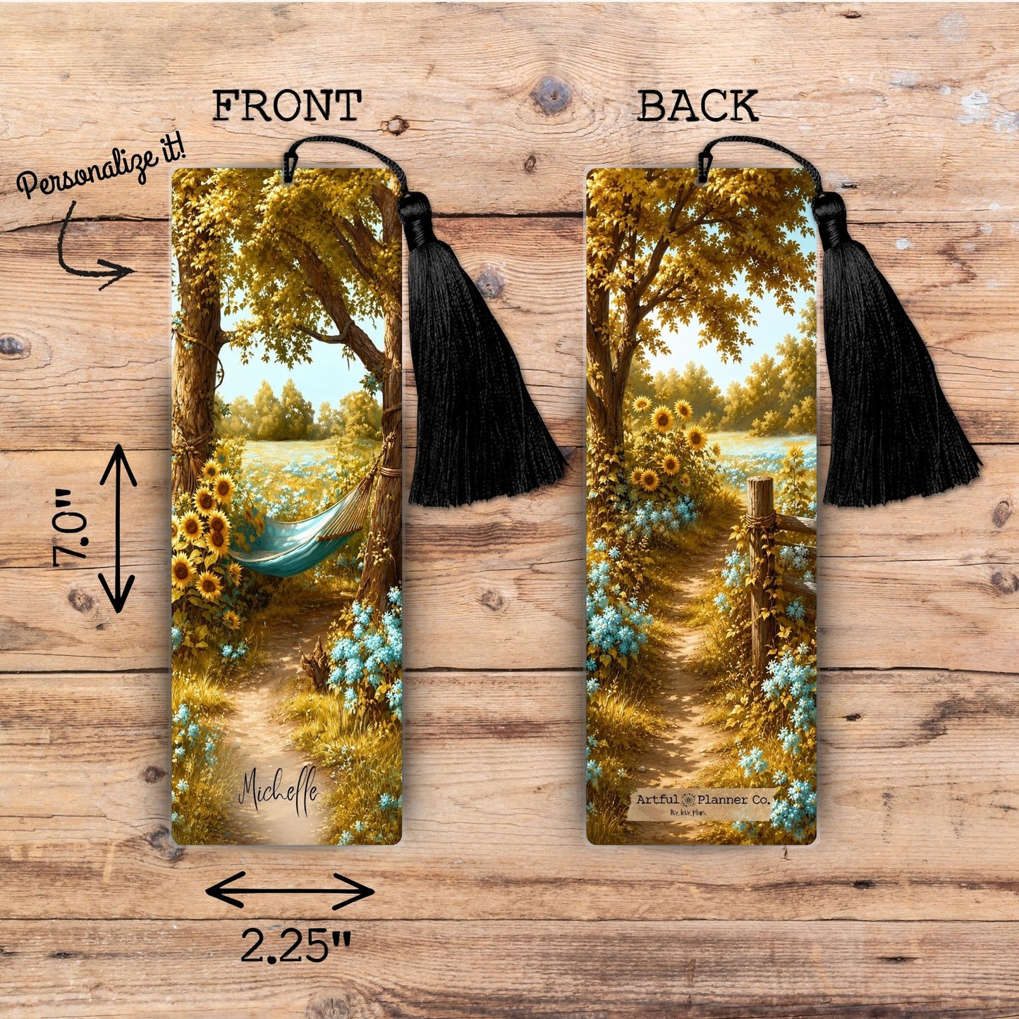 Sunflower Serenity Personalized Bookmark