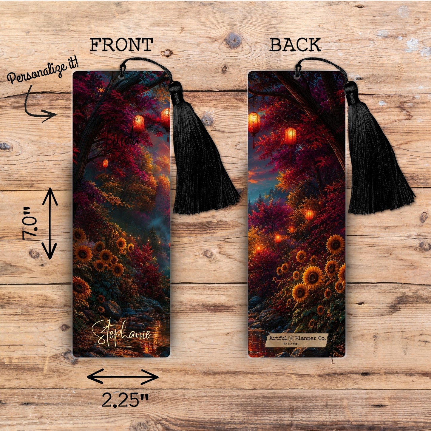 Sunflowers at Dusk Personalized Bookmark