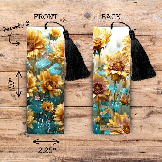 Sunkissed Sunflowers Personalized Bookmark