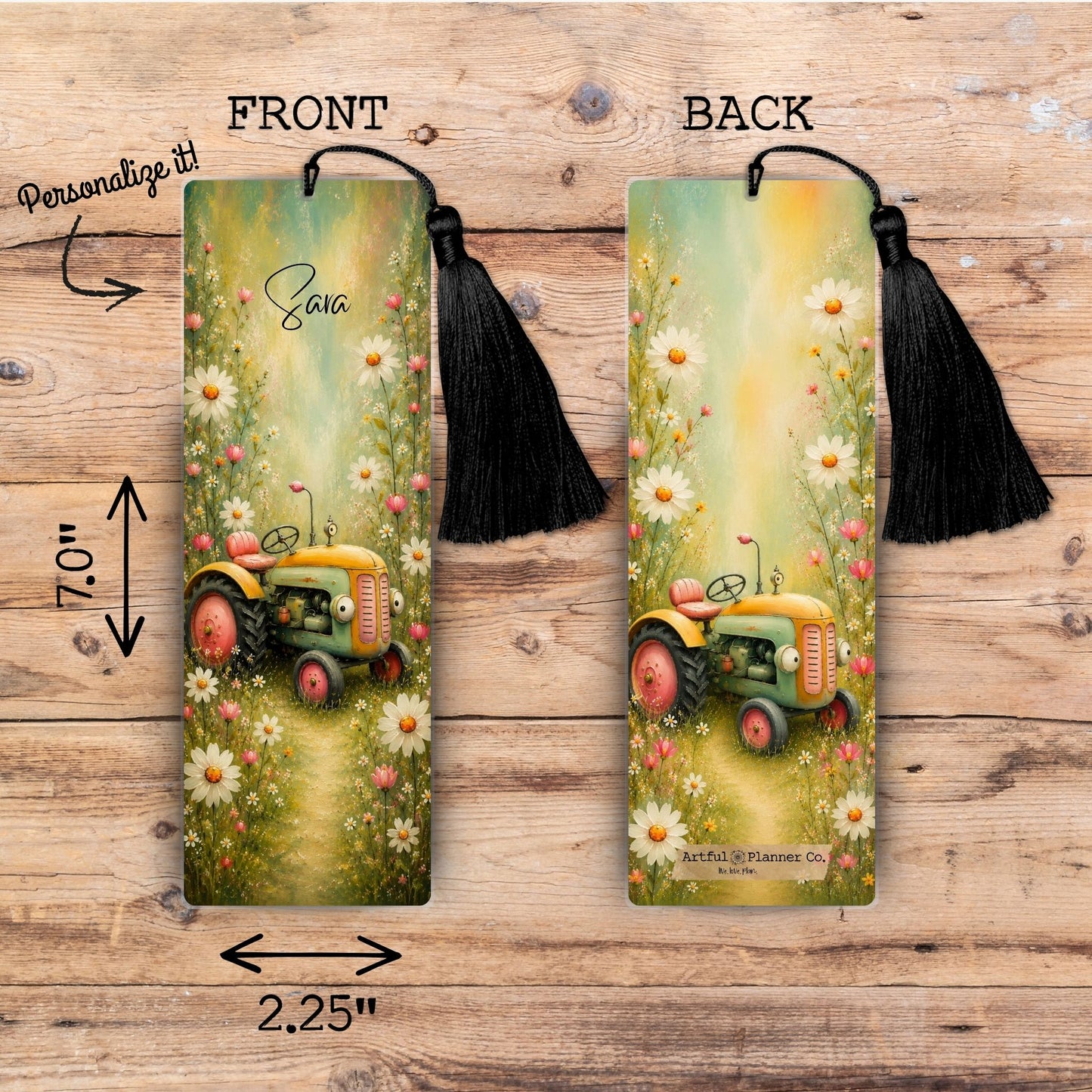 Whimsy Homestead Tractor Personalized Bookmark