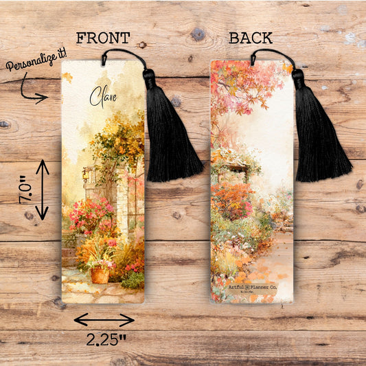 Vintage Fall Garden Personalized Bookmark