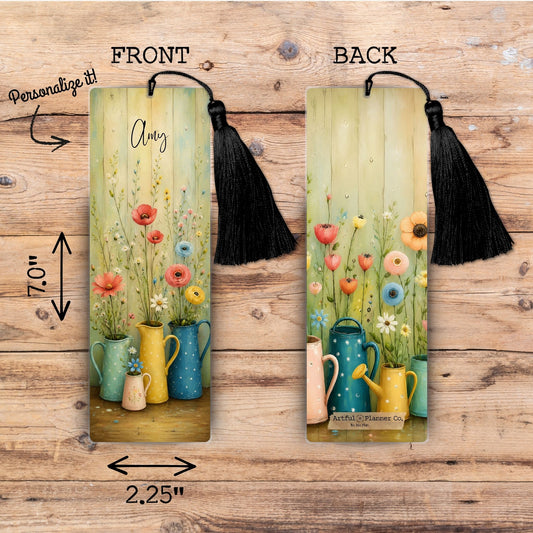Whimsy Homestead Flowering Cans Personalized Bookmark