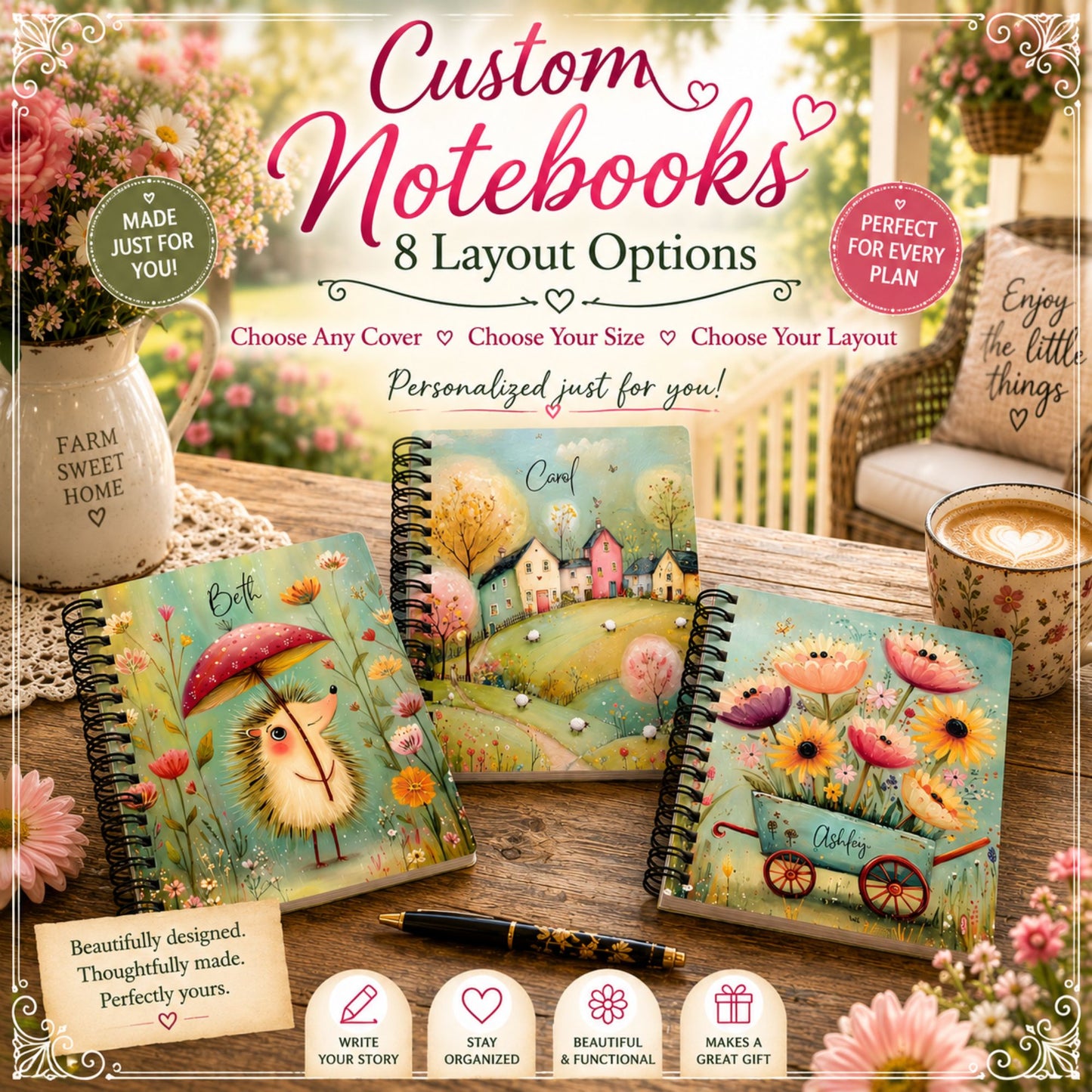 Whimsy Homestead Personalized Notebooks | Choose Your Cover