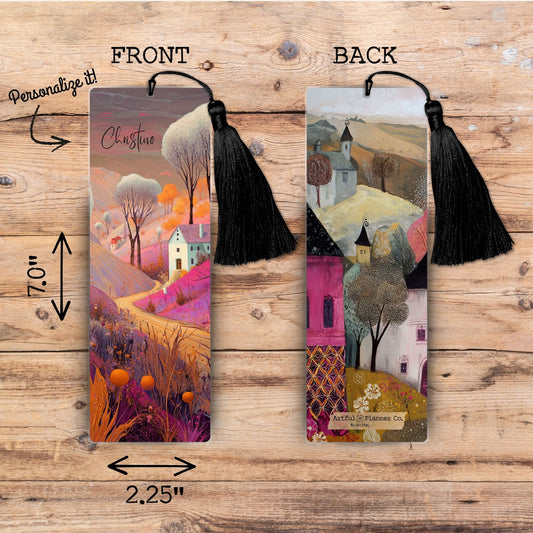 Whimsy Autumn Lane Personalized Bookmark