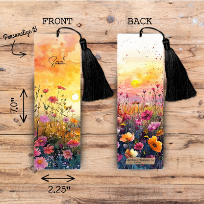 Wildflower Sunset Personalized Bookmark