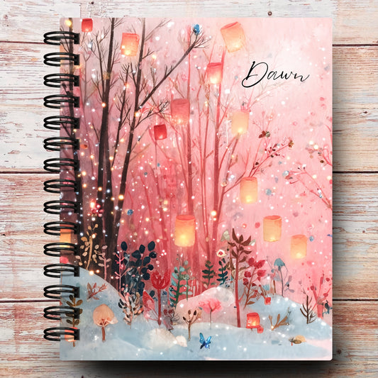 Personalized Journal Notebook |  Abstract Christmas Forest