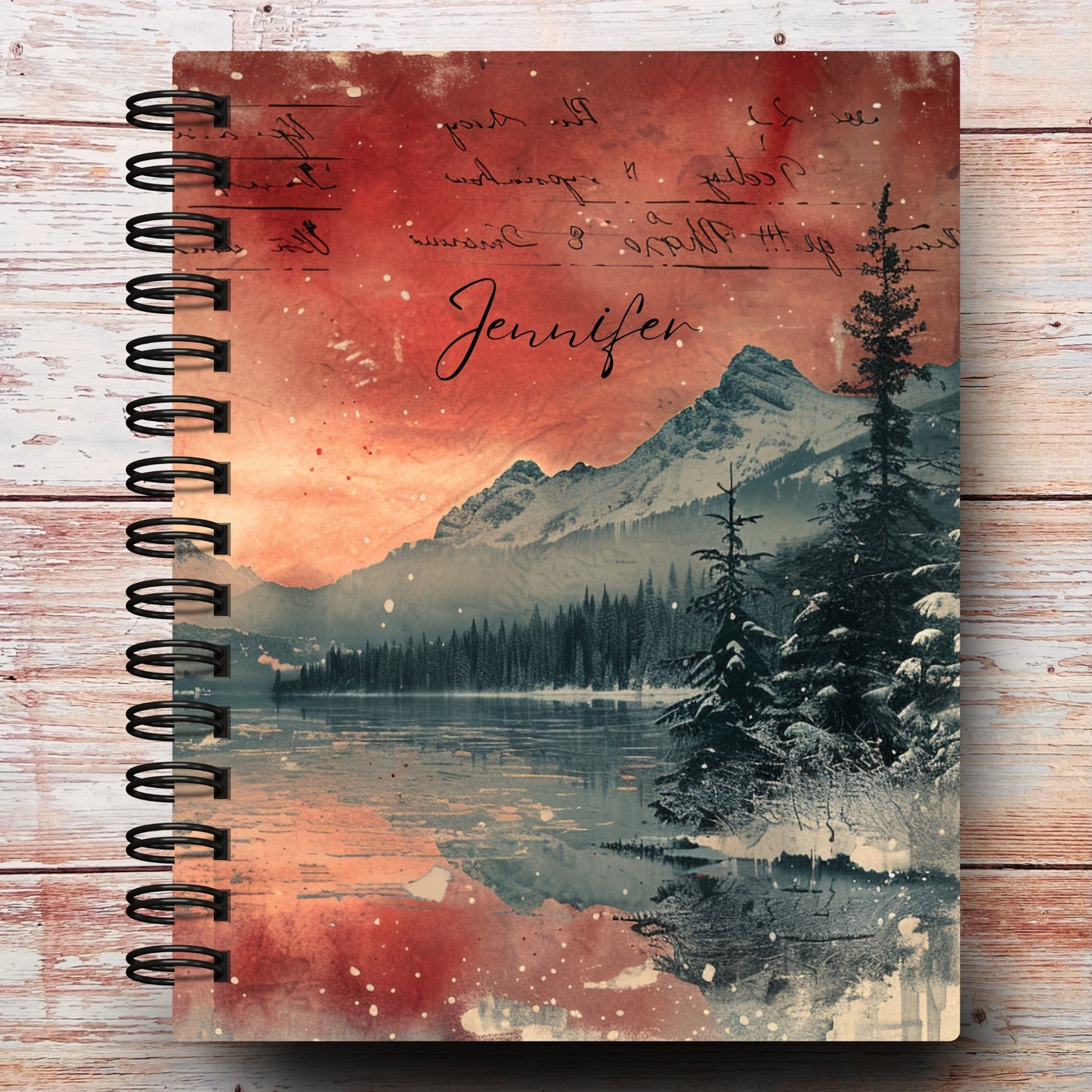 Personalized Journal Notebook | Christmas Mountain