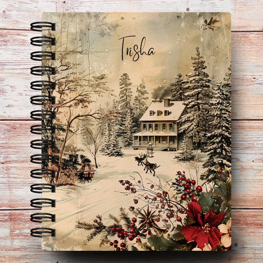 Personalized Journal Notebook | Christmas WInterscape