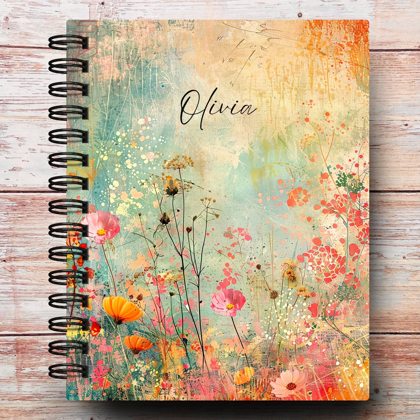 Coral Wildflowers Custom Planner