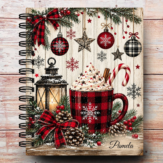 Limited-Edition Cozy Plaid Latte Personalized Notebook