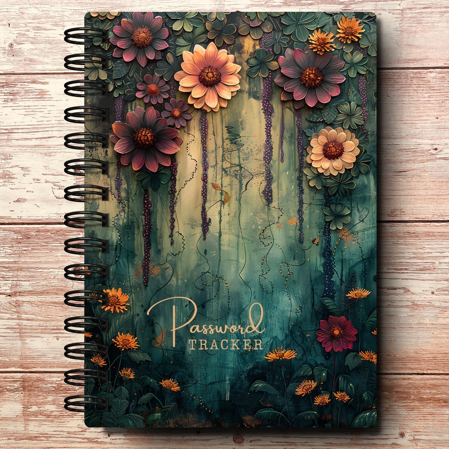 Personalized Password Log Book | Dark Boho Garden