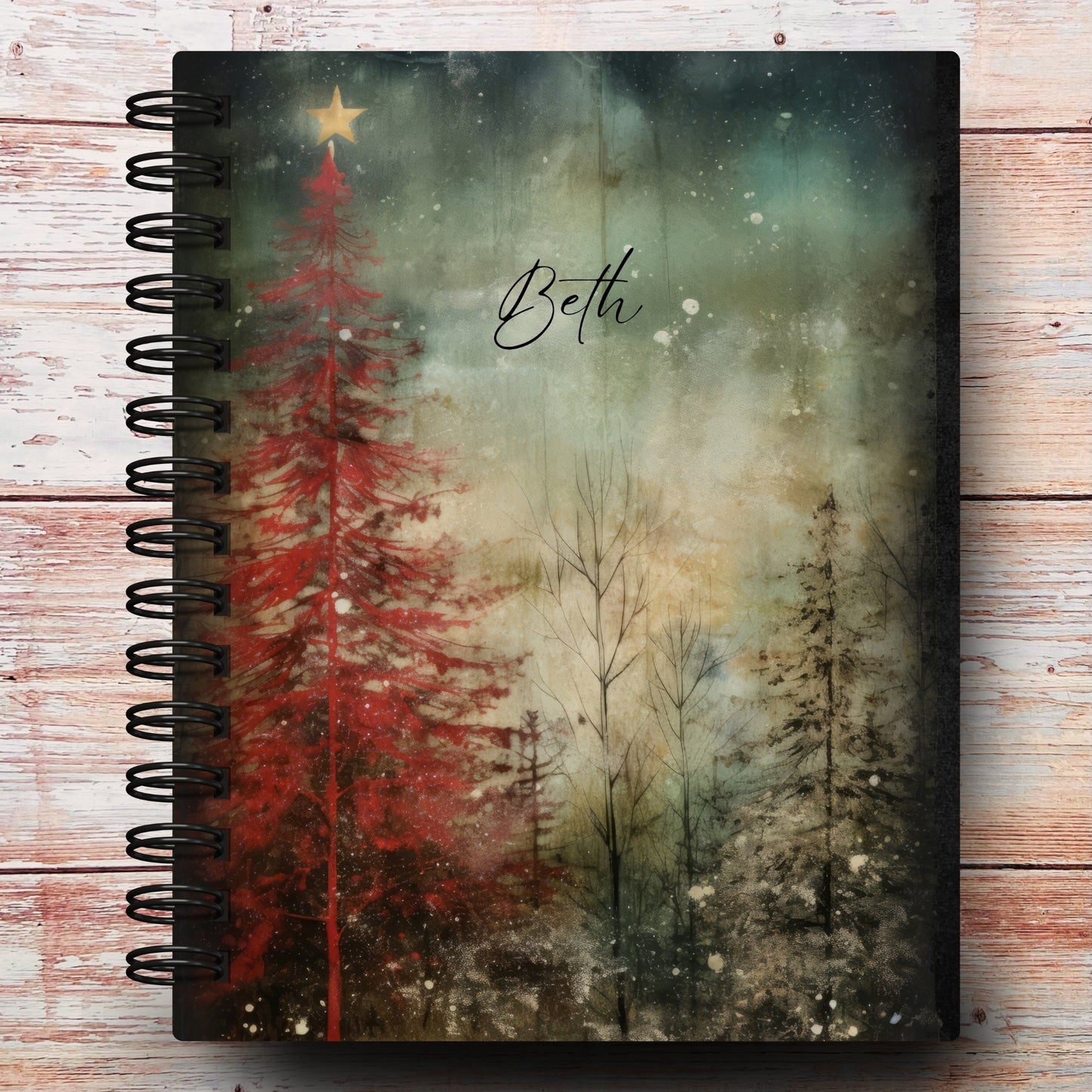 Personalized Journal Notebook | Dark Festive Forest