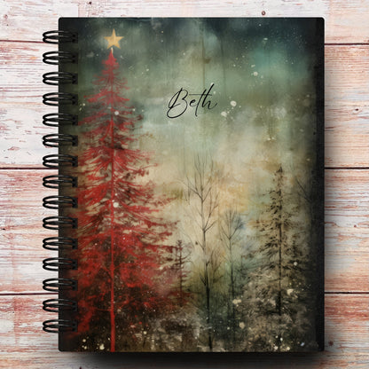 Personalized Journal Notebook | Dark Festive Forest