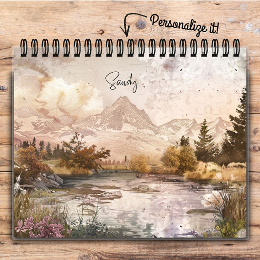 Custom Desktop Faded Mountains Flip Pad