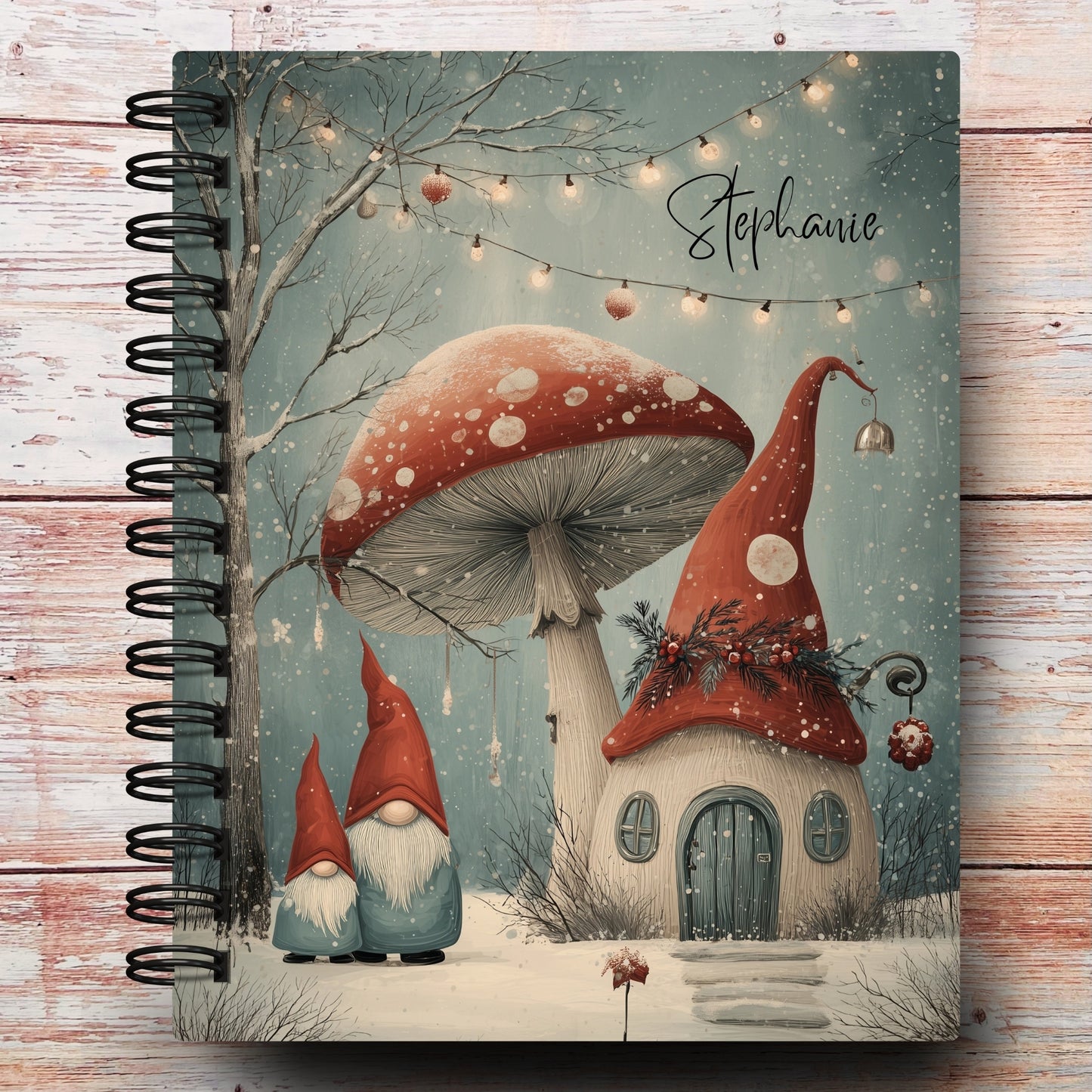 Personalized Journal Notebook | Festive Gnomes