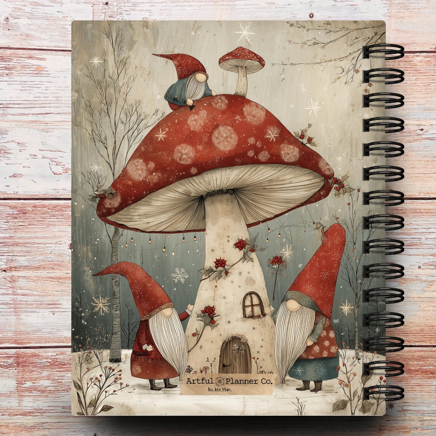Personalized Journal Notebook | Festive Gnomes