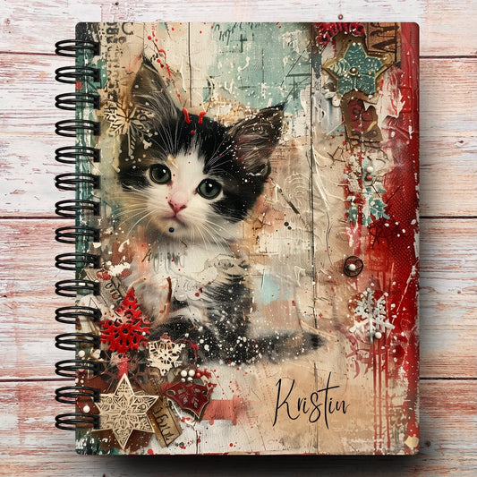 Personalized Journal Notebook | Holiday Kitten Love