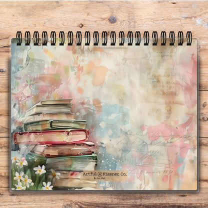 Custom Desktop Flowers & Books Flip Pad