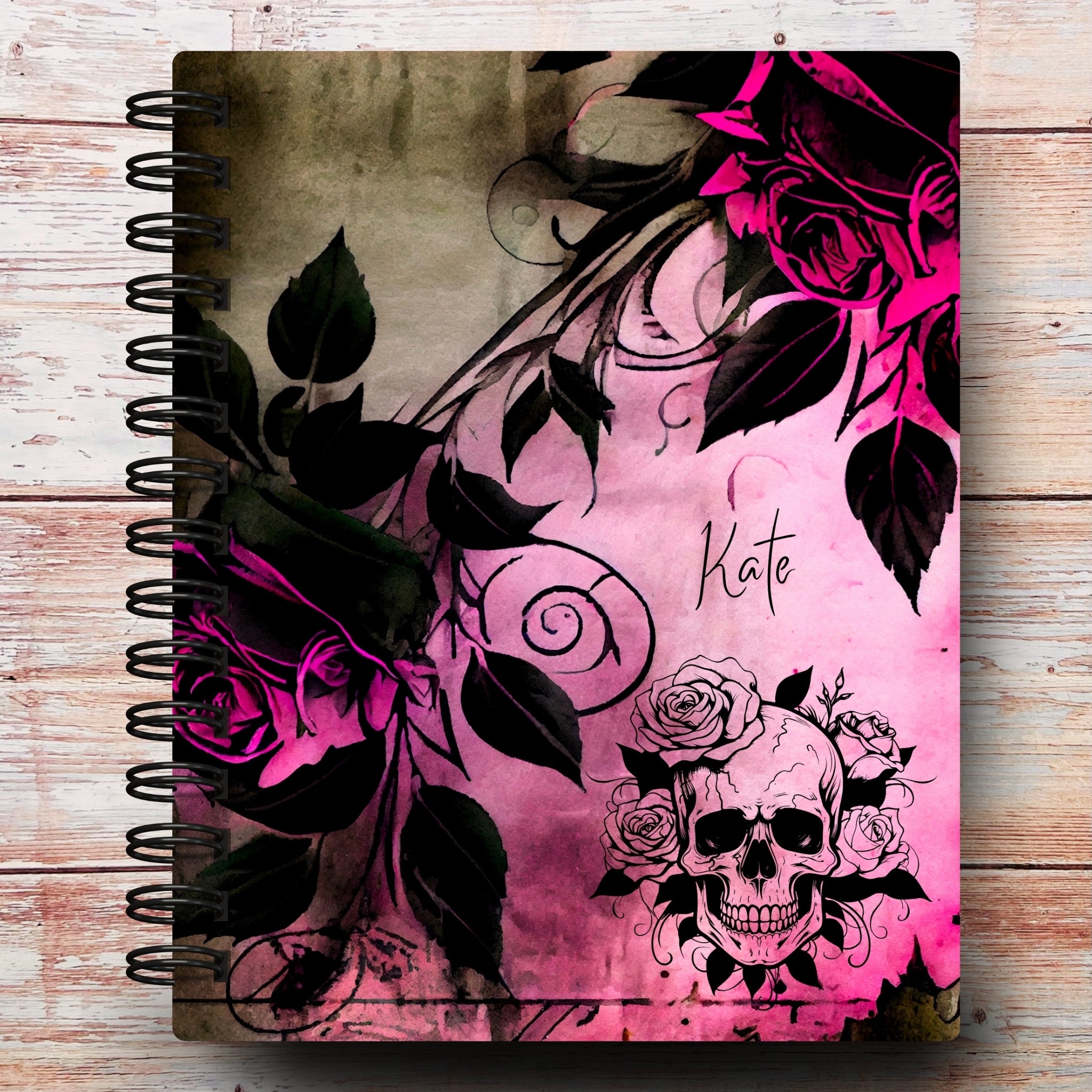 Gothic Noir Rose Skull Custom Notebook Journal | Personalized Notebooks ...