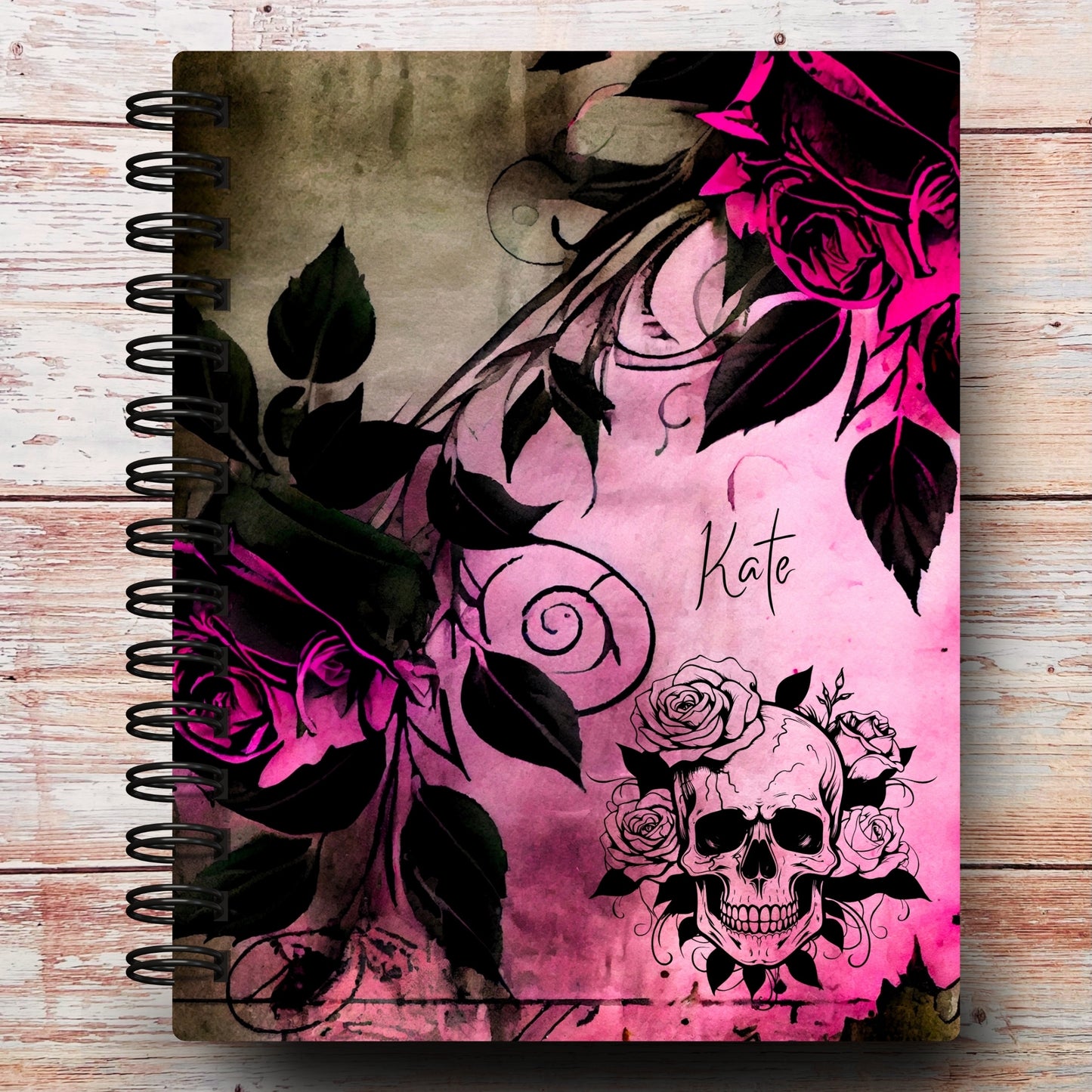 Gothic Noir Rose Skull Custom Notebook Journal