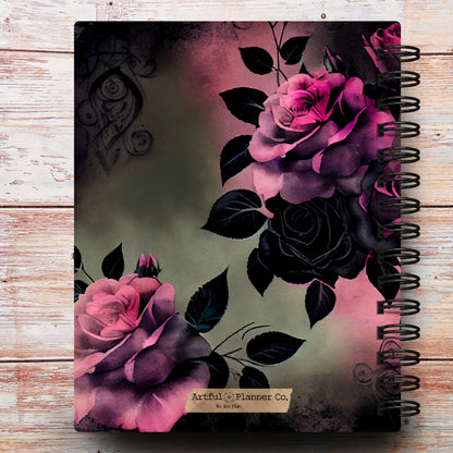 Gothic Noir Rose Skull Custom Notebook Journal