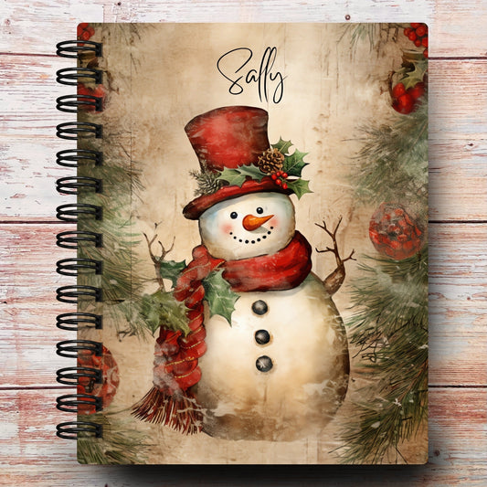 Personalized Journal Notebook | Merry Snowman