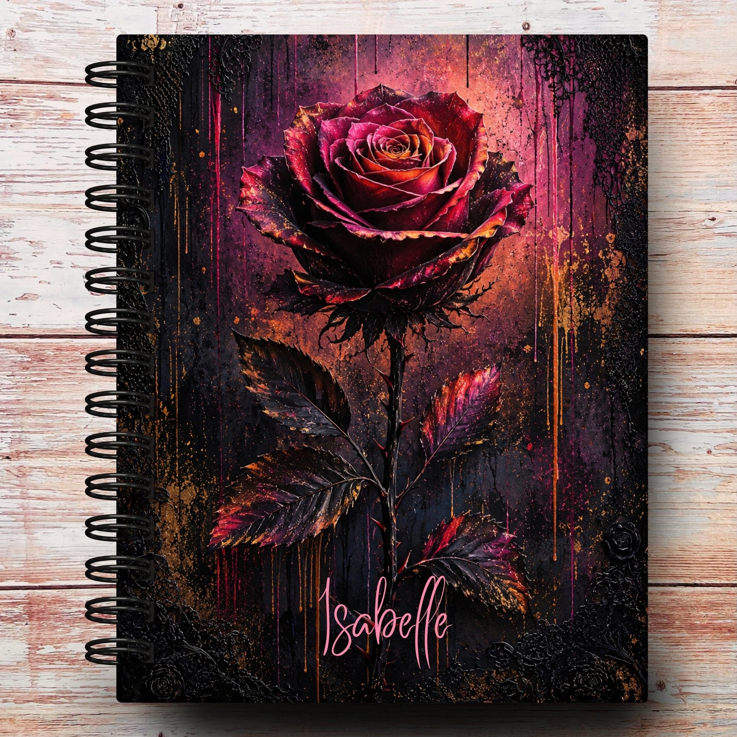 Midnight Magenta Rose Garden Custom Planner