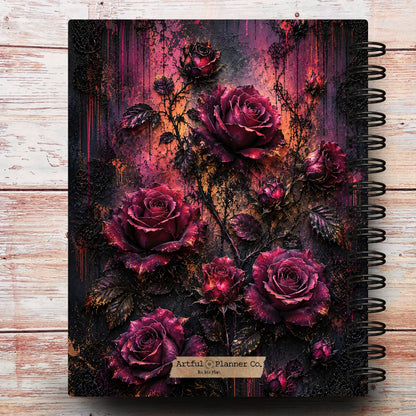 Midnight Magenta Rose Garden Custom Planner