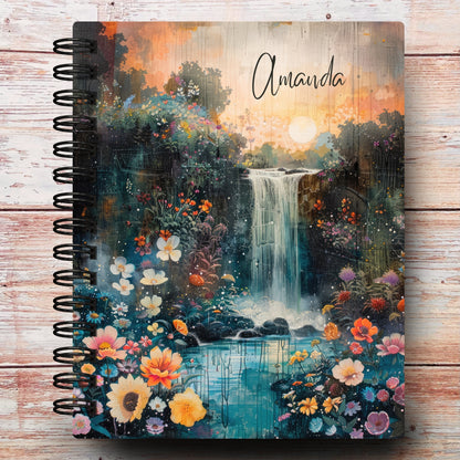 Moonlit Waterfall Custom Notebook Journal