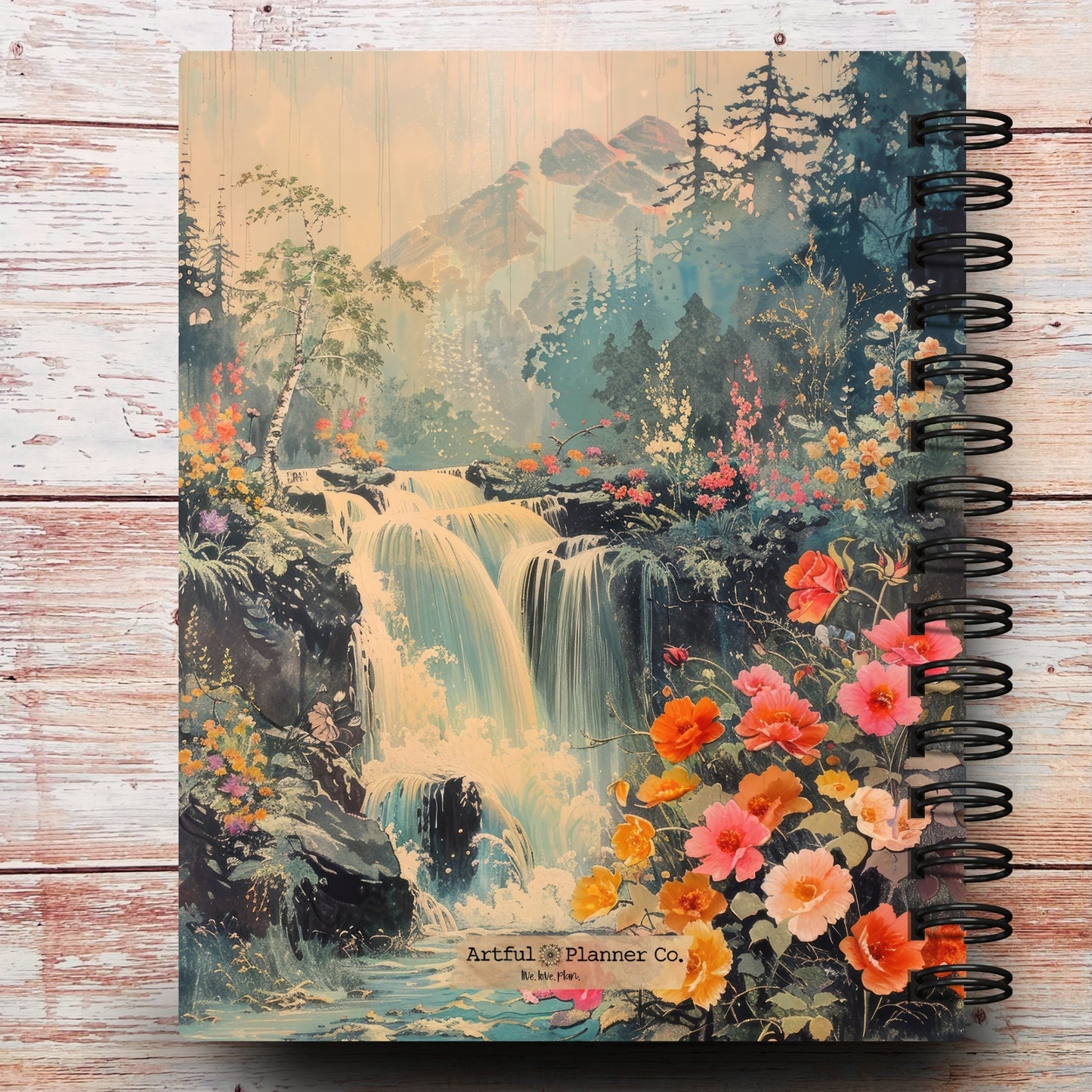 Moonlit Waterfall Custom Notebook Journal