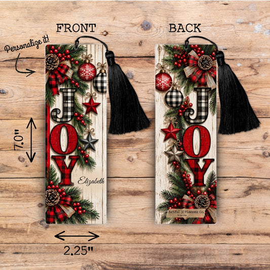 Joy & Plaid Personalized Bookmark
