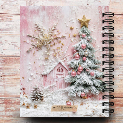 Personalized Journal Notebook | Pink Christmas