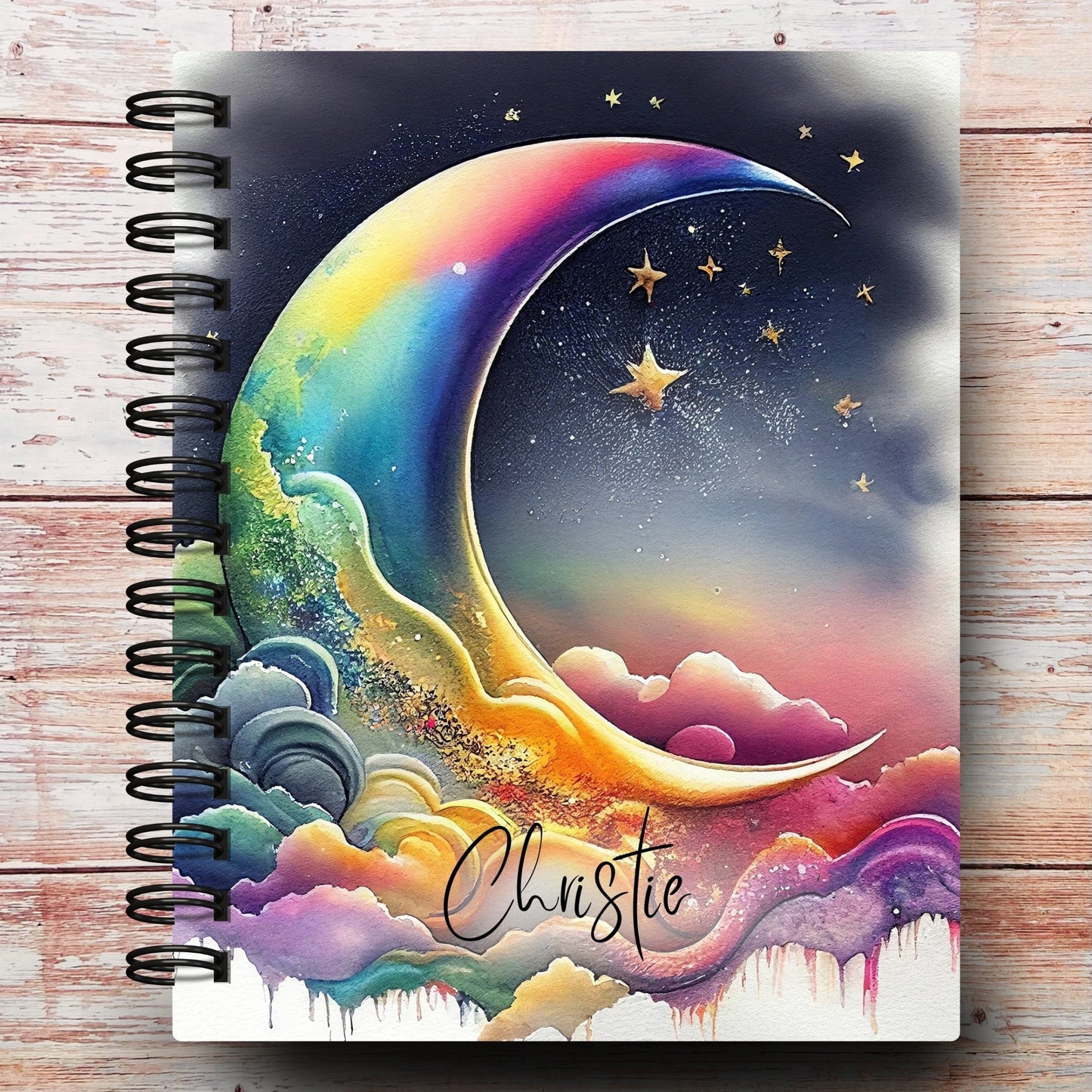 Abstract Rainbow Moon Custom Planner