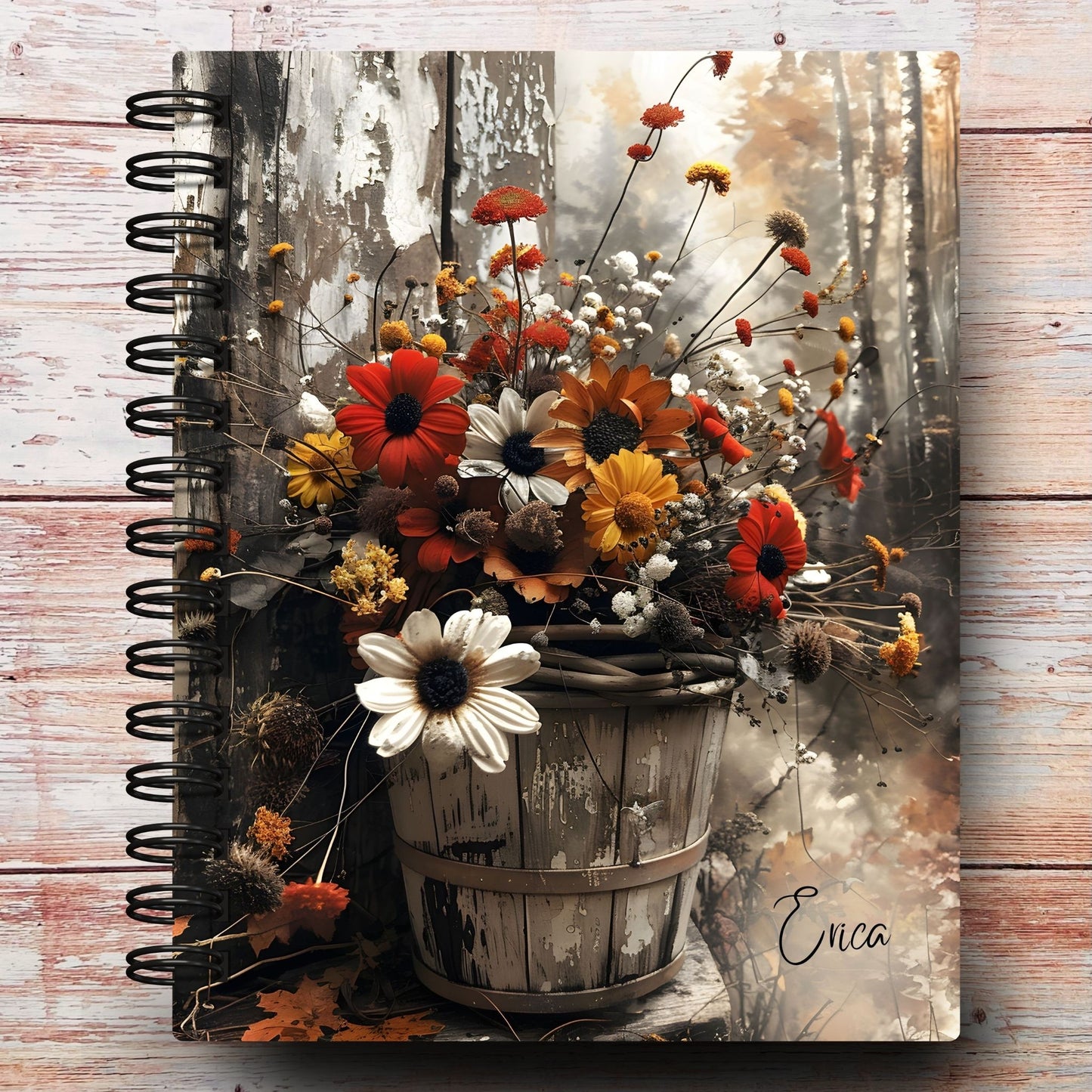 Rustic Fall Flowers Custom Planner