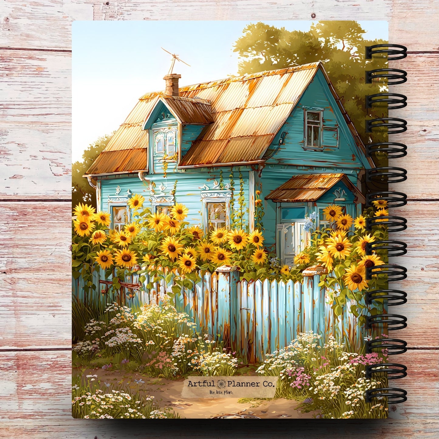 Rustic Sunflower Farmhouse Custom Planner
