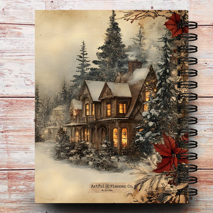 Personalized Journal Notebook | Vintage Christmas Village