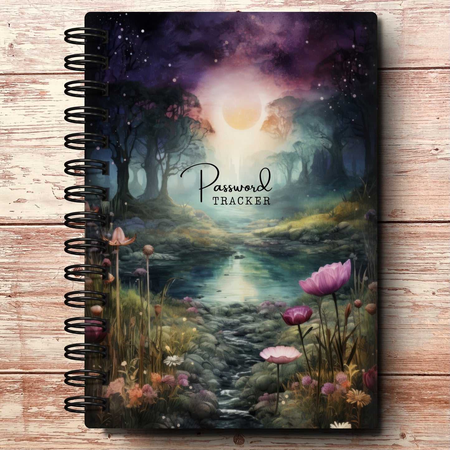 Personalized Password Log Book | Wildflower Moonscape