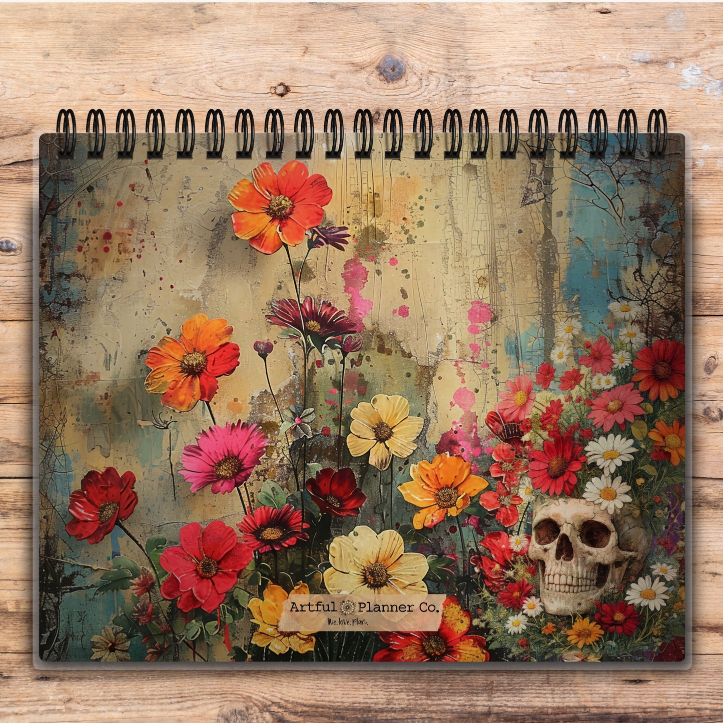 Custom Desktop Wildflower Skull Flip Pad