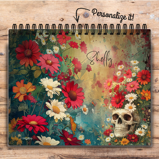 Custom Desktop Wildflower Skull Flip Pad
