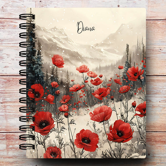 Personalized Journal Notebook | Winter Poppies