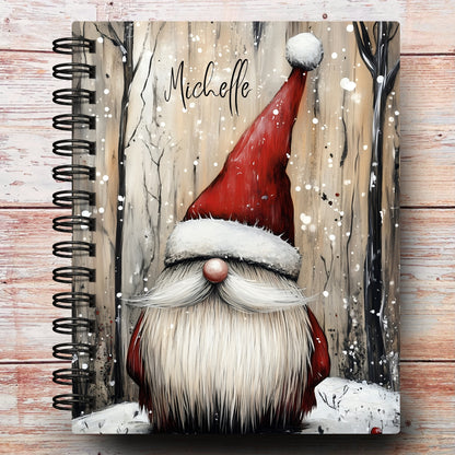 Personalized Journal Notebook | Woodland Christmas Gnome