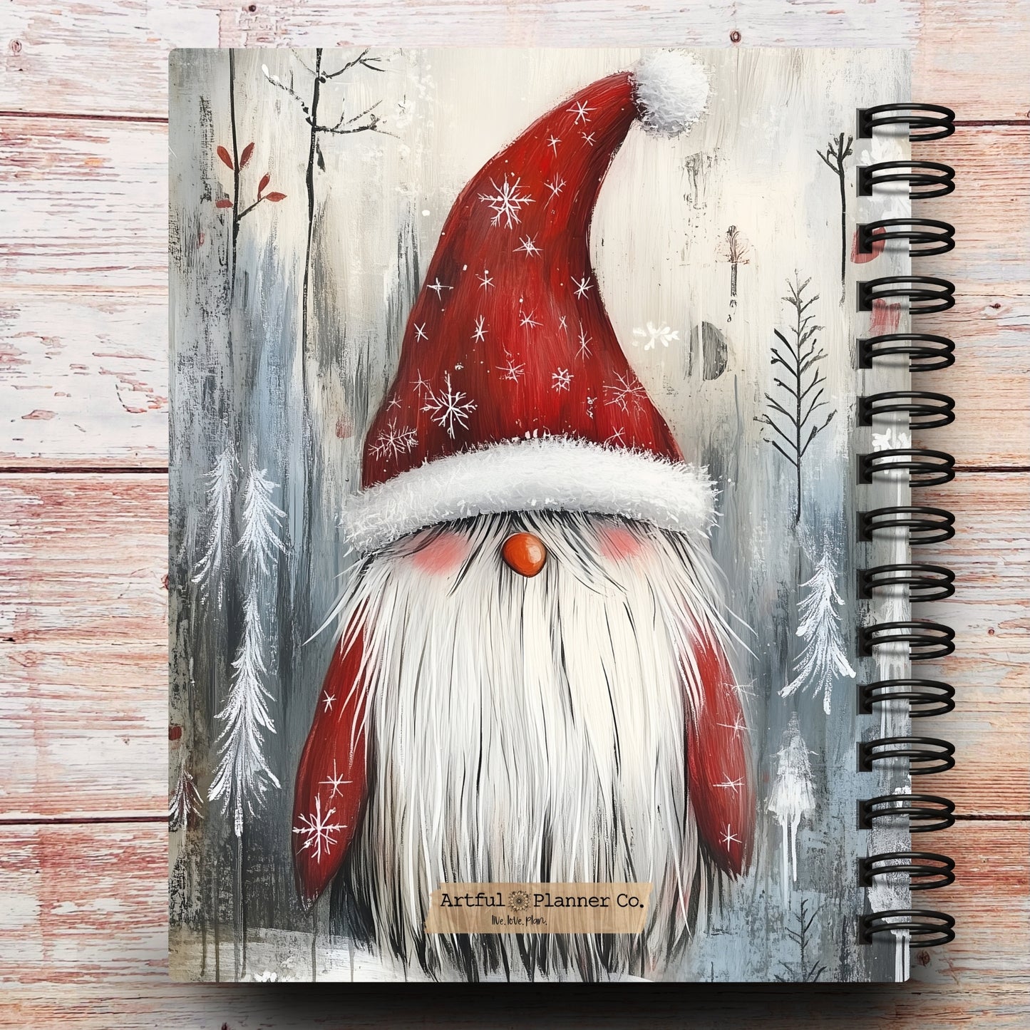 Personalized Journal Notebook | Woodland Christmas Gnome