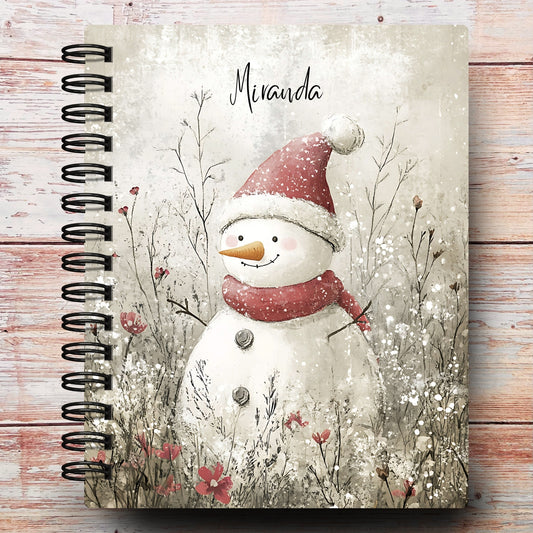 Personalized Journal Notebook | Woodland Snowman